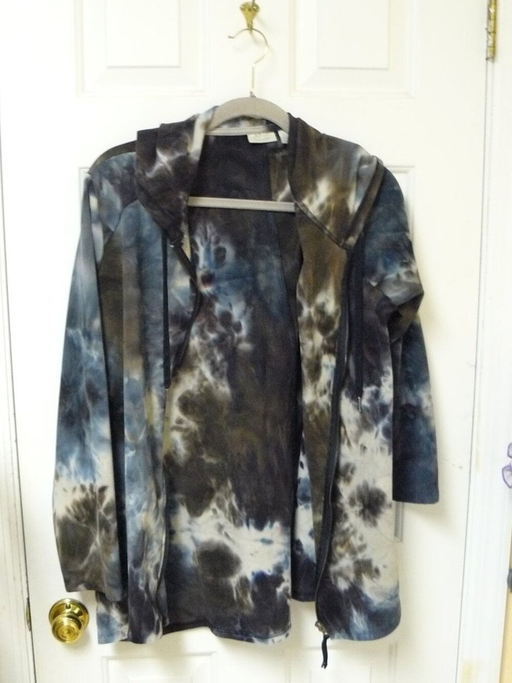 LOGO Lounge by Lori Goldstein Brushed Sweaterknit Tie Dye Hoodie Jacket Sz XL